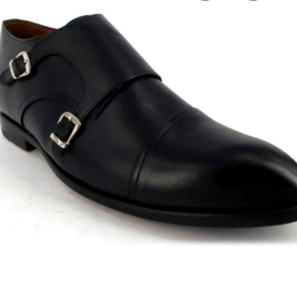 Black Double Monk Strap Men's Shoe
